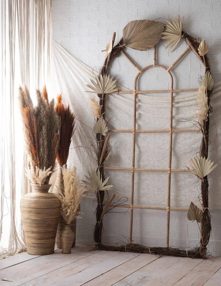 Boho arch setup in the studio